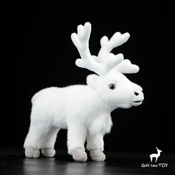 Reincurs papusa alb cu reni de pluș jucărie cerb Ren de pluș jucării Simulat animale sălbatice, de Înaltă calitate, cadou de Crăciun