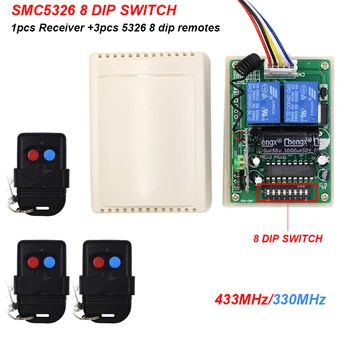1buc SMC5326 8 DIP control de la Distanță comutator 3 buc 5326 8 dip 433MHz&330MHz transmițător pentru poarta de garaj, usa