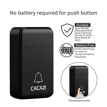 CACAZI Smart Auto-Alimentat fără Fir Usa 200M de la Distanță Nu sunt Necesare Baterii rezistent la apa Acasă fără Fir door bell 38 Clopotei Plug SUA