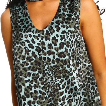 Femei Top Bluze Leopard Imprimate Fără Mâneci Neregulate Zburli Munca De Birou Poarte Doamnelor Cămașă Bluză De Vară De Sex Feminin Topuri Q30