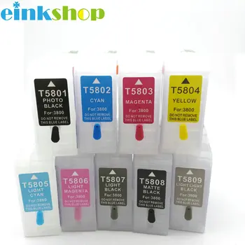 Einkshop 9pcs 9 culori Gol Pentru epson T5801 Refillable Cartuș de Cerneală pentru epson Stylus pro 3800 Printer T5801 - T5809