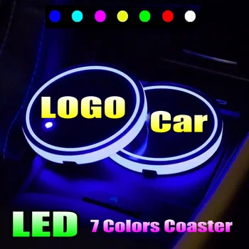 2 buc Led-uri Logo-ul Cupei Lumina Luminos Coaster Pahare suporturile Pentru Chevrolet Cruze, Malibu Blazer Traversa Equinox Sonic Aveo CAPTIVA