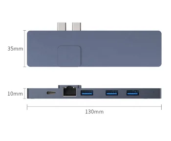 Hannord Tip C Hub USB Duale C Hub Adaptor 4K HDMI Thundebolt3 PD Încărcare USB3.0 Gigabite Lan Adaptor pentru MacBook Pro