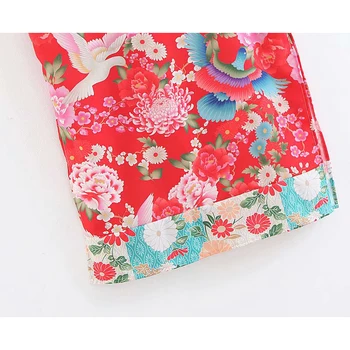 Vara Femei V-neck Spaghete Curea de Potrivire a Culorilor Florale Imprimate Dress Partea Plecăm Stil Japonez Direct de la Jumătatea vițel Rochie