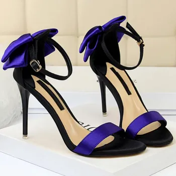 EOEODOIT Femei Sandale Cu Mare Nod de Vară de Moda Tocuri inalte Petrecere Club de Pantofi Stiletto cu Tocuri Deschis Deget de la picior Glezna cu Cataramă Pantofi