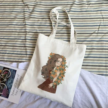 Lady Genți De Mână Pânză Canvas Tote Bag De Desene Animate Grafică Femei Cumpărături Eco Reutilizabile Umăr Genți Mari Bolsas De Tela