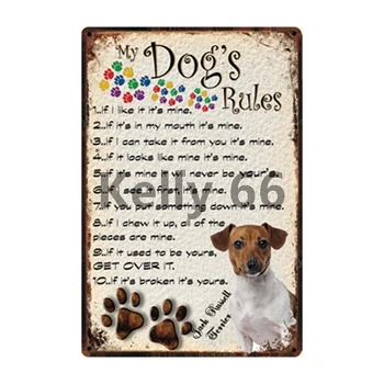 [ Kelly66 ] Câini de Companie Reguli Viață Mai bună Alături de Jack Russell Terrier de Metal Semn Decor Acasă Bara de Perete de Arta Pictura de 20*30 CM Dimensiune DG-16