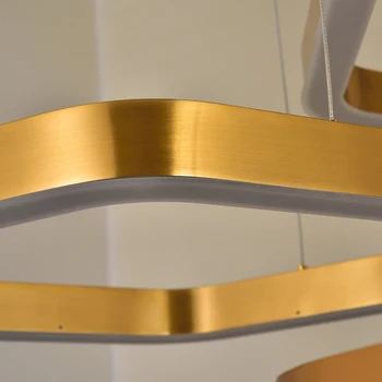 Noile led-uri moderne candelabru pentru camera de zi Hexagon combinate inel lămpi de decor acasă din oțel inoxidabil de aur agățat de iluminat
