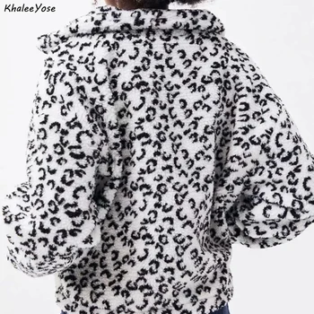KHALEE YOSE Snow Leopard Jachete Paltoane Teddy Bear Sherpa Jacket Tinuta de Buzunar Toamna Iarna Cald High Street Outwear Femei