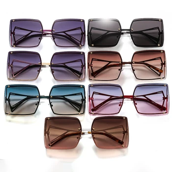 Supradimensionat ochelari de Soare Patrati Femei fără ramă Punk Ochelari de Soare Pentru Femei 2020 Gol Stil de sex Feminin UV400 Verde Nuanțe de Roșu Bărbați