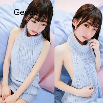 Toamna 2020 Moda Virgin Killer Pulover Coreean De Pe Umăr Tricotat Femei Pulovere Guler Cu Spatele Gol Sexy Pulovere
