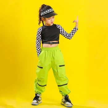 Copil Hip Hop Costum de Carnaval pentru Îmbrăcăminte Tricou Crop Top Tricou Running Pantaloni Casual Fată Dans Jazz Costum de Haine purta