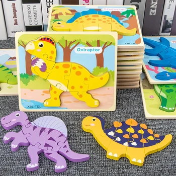 Puzzle 3D din Lemn Jucarii Educative Jucarii Dinozaur Puzzle Pentru Copii Copii Copii Busyboard Buna Nu Miroase Cadou de Crăciun