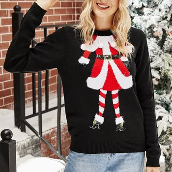 Crăciun negru Pulover Femei Amuzant Broderie Paiete Pulover Tricotate Jumper Maneca Lunga Pulover Urât 2020 T0N305A
