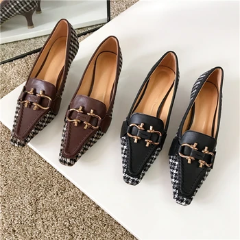 SUOJIALUN 2021 Primăvara anului Nou Design Femeile Pompe de Pantofi Cataramă de Metal Slip-On pentru Femei Office cu Toc mic Pantofii Femme Pompe Elegante, Pantofi