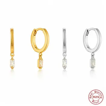 CANNER Pătrat Zircon CZ Diamant Argint 925 Hoop Cercei Pentru Femei Piercing Cercei Cercei Bijuterii Pendientes