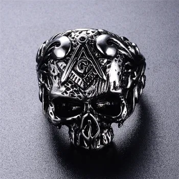 Dropshipping Hip Hop 316L din Oțel Inoxidabil Clasic Masonice Cap de Craniu Inele pentru Bărbați Biker Ring bijuterii