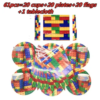 Legoing Bloc Temă Petrecere De Aniversare Decor Veselă De Unică Folosință Seturi Pentru Copii Copil De Dus Placa De Cupa Masă Pavilion Consumabile Partid