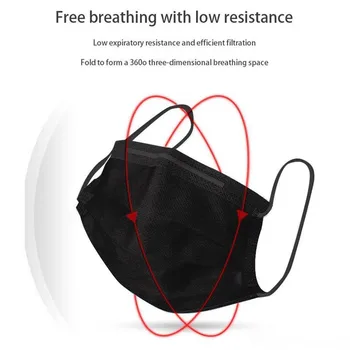 De Unică Folosință Negru Adult Masca De Protectie Anti Praf, 3 Straturi De Filtrare Clema Măști De Gura Îngroșată Respirabil Filtru De Siguranță Rimeluri