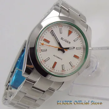 40 mm alb/negru cadran mare timewatch luminos saphire de sticlă șlefuită watchcase MIYOTA 8215 Automatic bărbați ceas barbati