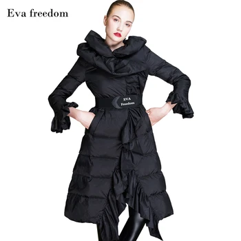 Europene High-end de Moda de Calitate în jos jacheta femei elegant temperament volane largi lungi eșarfe talie în jos haina femei EF1838