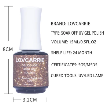 LOVCARRIE 15ML Gel cu Sclipici lac de Unghii UV Vernis de Aur Holografic Nails Art Soak Off Base Coat, Top Coat Nu Ștergeți produse de Lustruit, Lichid
