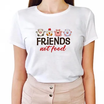 Nu Alimente tricou Vintage 2020 Animale Drăguț Sunt Prieteni Print T Shirt Vegan Imbracaminte Femei Unisex Topuri Casual O de Gât Tees