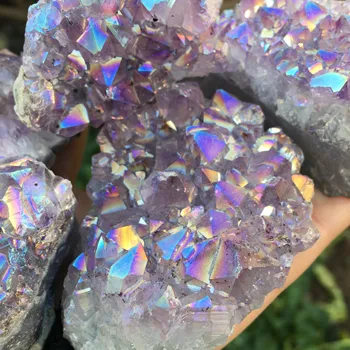 Curcubeu minunat înger aura nebun ametist clustere naturale cristal de cuarț dur lealing piatră pentru copii cadouri