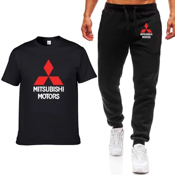 Noi de Vara Barbati Tricouri Mitsubishi Masina Logo-ul de Imprimare HipHop Casual din Bumbac cu Maneci Scurte de înaltă calitate T-shirt, pantaloni costum Bărbați Îmbrăcăminte