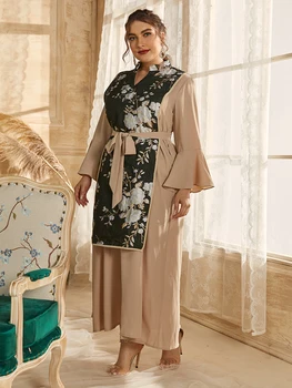 2021 Abaya Timp De Primăvară Femei Doamnelor Rochii Maneca Fluture Plus Dimensiune Mare Moda Cusaturile Elegante Rochie Maxi