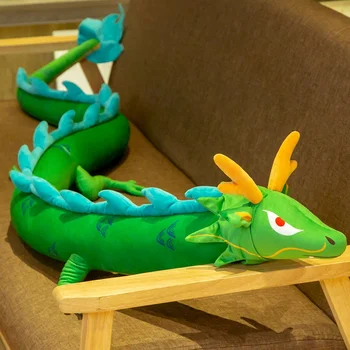 Frumos 220cm Simulare Lung Dragon Jucărie de Pluș Moale Animale de Desene animate Zodia Dragon Dinozaur Umplute Papusa de Dormit Perna mai Bune Cadouri