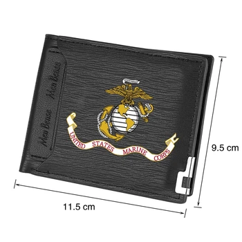 Creative US Marines Flag Logo-ul Scurt Portofele Slim Vintage sex Masculin Pungă de Bani Clip de Credit Monedă Pungă cu Fermoar Portofel Portomonee Carteria
