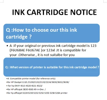 Refill kit ink pentru HP XL 123 HP123 Înlocuire a cartușului de cerneală Pentru HP Deskjet 1110 2130 2132 2133 2134 3630 3632 3637 3638 printer