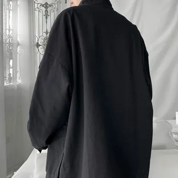 Jacheta Barbati Solid Simplu Toate se Potrivi Plus Dimensiune Fermoar Mens Jachete si Paltoane de Epocă coreean Streetwear-Negru de Înaltă Calitate Haina Chic
