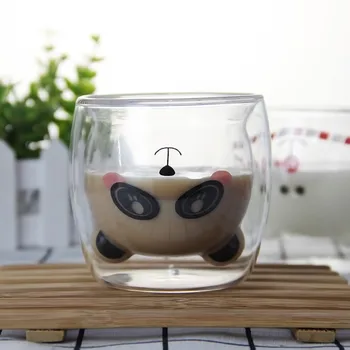 3D 2-tier Minunat Urs Panda Inovatoare Pahare de Bere termorezistentă cu Perete Dublu Ceașcă de Cafea Dimineața Lapte de Cafea din Sticlă de Suc de Sticlă