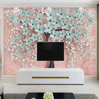 Beibehang Personalizate papel de parede 3D Relief copac magnolie Fotografie Tapet Arta Pictura Camera de zi Canapea Fundal de hârtie de perete
