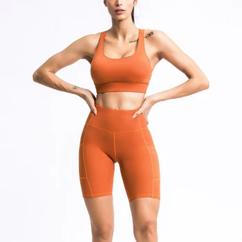 Nou stil de yoga haine femei uscare rapidă înapoi frumusețea costum de sport de înaltă talie buzunare arată solduri de formare de fitness haine femei