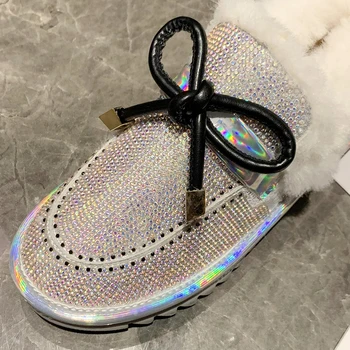 Rimocy Cristal De Argint 2021 Femei Cizme De Zăpadă Ține De Cald Gros De Pluș Femei Pantofi De Iarna Non Alunecare Platforma Glezna Cizme Impermeabil