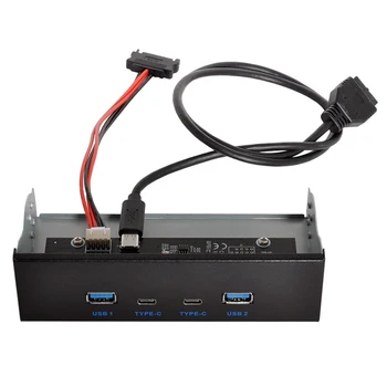 C USB Hub Floppy Disk Panou Frontal cu 2 Porturi USB 3.0 + 2 Port USB 3.1 Tip C 20 Pini Conector Pentru 5.25