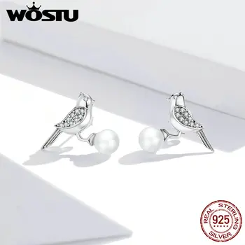 WOSTU 2020 Nou Mici de Argint 925 Agățat Cercei Stud Pentru Femei Păsări Farmec Mici Știfturi de Cercei Bijuterii pentru femei, cadou