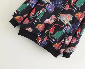 Noi de Cauzalitate cu Fermoar pentru Femei Jachete de Toamna Animale Imprimate O de gât Sacou Casual Outwear Femei Plus Dimensiune Strat Liber XZ2113