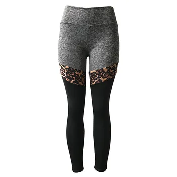 25# Jambiere Femei Leopard de Bloc de Culoare Mozaic de Înaltă Talie Elastic Pantaloni Sport Pantaloni Plus Dimensiune Leggins лоссины для фитнеса