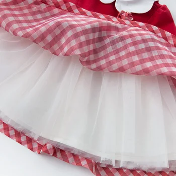 DBM13678 dave bella primăvară copil fată prințesă drăguț flora carouri rochie copii de moda rochie de petrecere copii sugari lolita haine