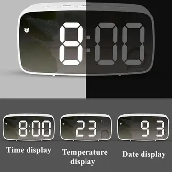 Multifunctional Oglinda Ceas cu Alarmă Digital cu LED-uri Snooze Ceas de Masa de Amânare a Afișa Timp de Noapte LCD Lumina Ceasuri de Alarmă Decor Acasă