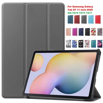 Tableta Caz Acoperire pentru Samsung Tab S7 T870 T875 de Culoare din Piele PU PC-ul Ultra-Slim, Greutate de Lumină Trifold Smart Cover Caz 2020