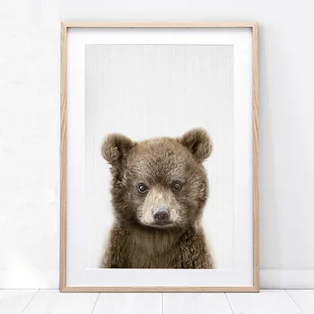 Pui de Urs de Paduri Pepinieră Wall Art Print Camera Copii Poster Mare Nordice Postere si Printuri Pui de Urs Animale Panza Pictura