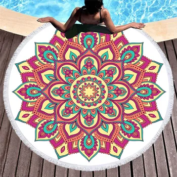 Mandala Rotund Prosoape de Plajă de Vară Geometrice Gros Duș Baie Prosop 150cm Cerc Plajă, Înot Yoga Mat Acoperi șervet de plage