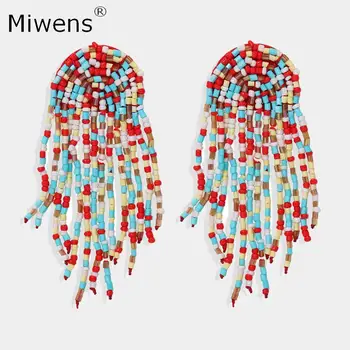 Miwens Handmade Multicolor Margele Cercei Ciucure Pentru Femei Landgraf Etnice Margele Declarație Cercei Pandantiv Acrilic Ureche Bijuterii