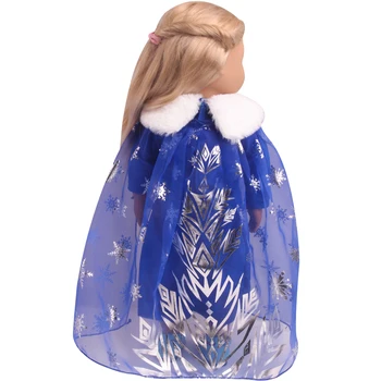 18 inch Fete haine papusa Printesa cu rochie albastră + cape dantelă American nou-născut fusta jucarii pentru Copii se potrivesc 43 cm baby dolls c853