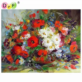 DPF Pictură în Ulei De Numere Fara rama Vopsea Pe Panza Poza Perete Pentru Camera de zi Arta de Perete Decor Acasă Paris culori de flori